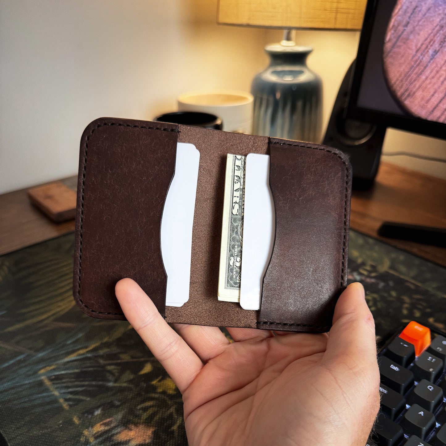 Handmade Minimalist Leather Bifold Wallet - Maggie