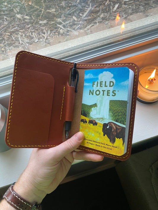 Bear Field Notes Cover: Handcrafted Leather EDC Notebook Cover